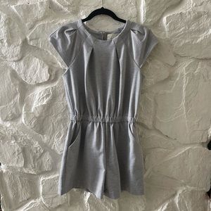 Anthropologie Elevenses Gray Pinstripe Romper Small